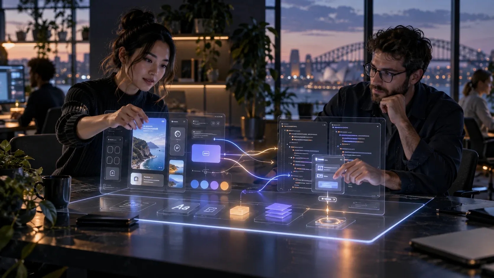 Designer and developer collaborating through an agentic canvas